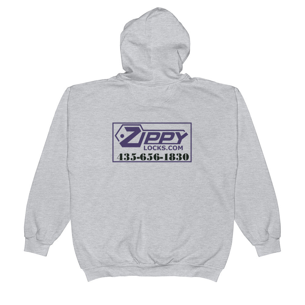 Unisex Zip Hoodie with trademarke Zippy Locks Logo (Grey)