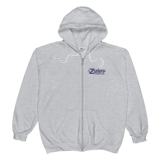 Unisex  Zip Hoodie with trademarke Zippy Locks Logo (Grey)